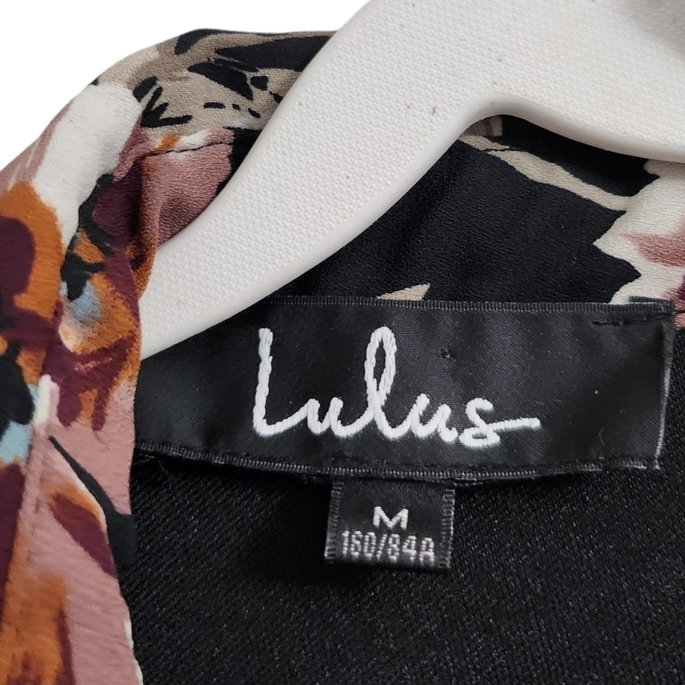 Lulus Such a Beauty‎ Dress Medium Black Floral Button-Up Collar Button Front - Picture 3 of 12